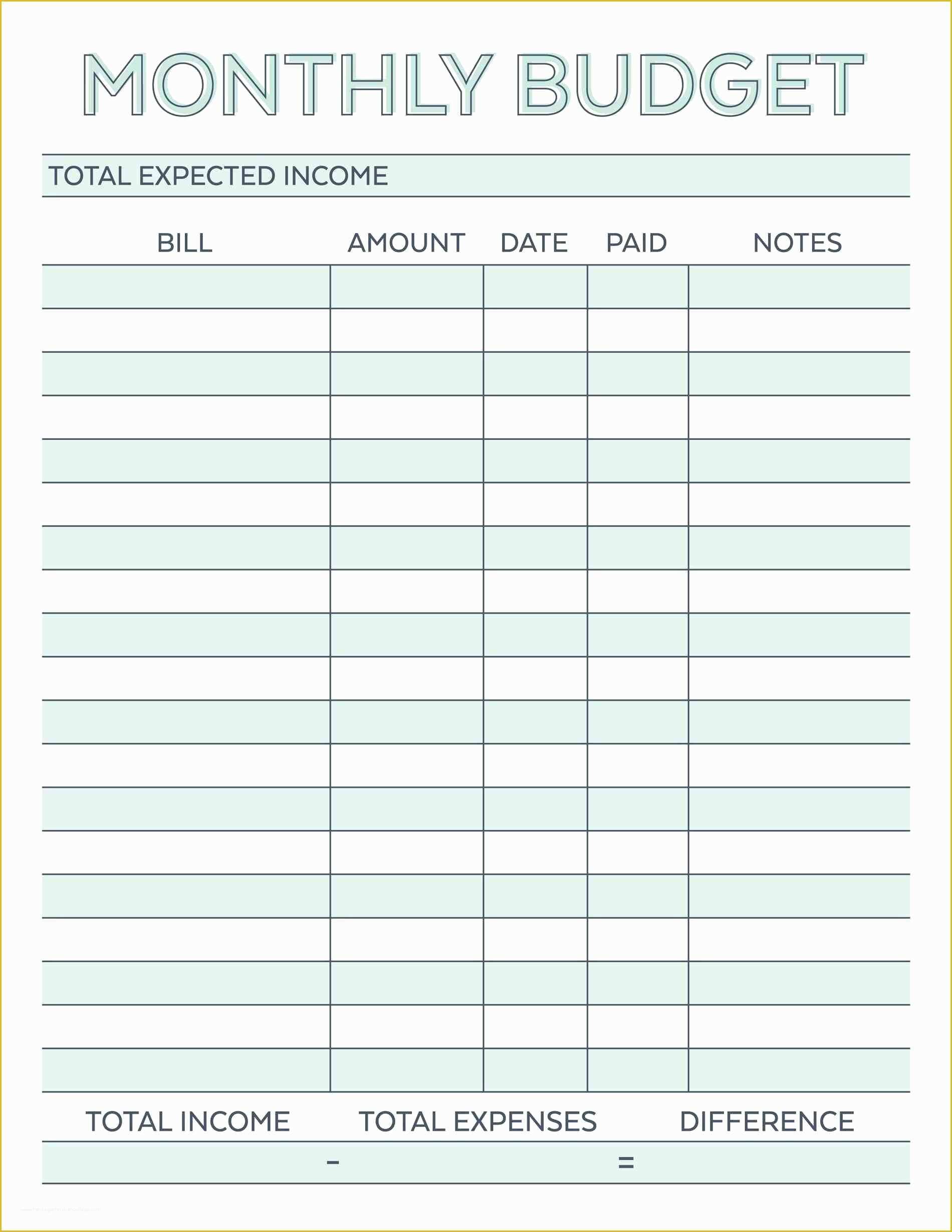 Monthly Bills Printable