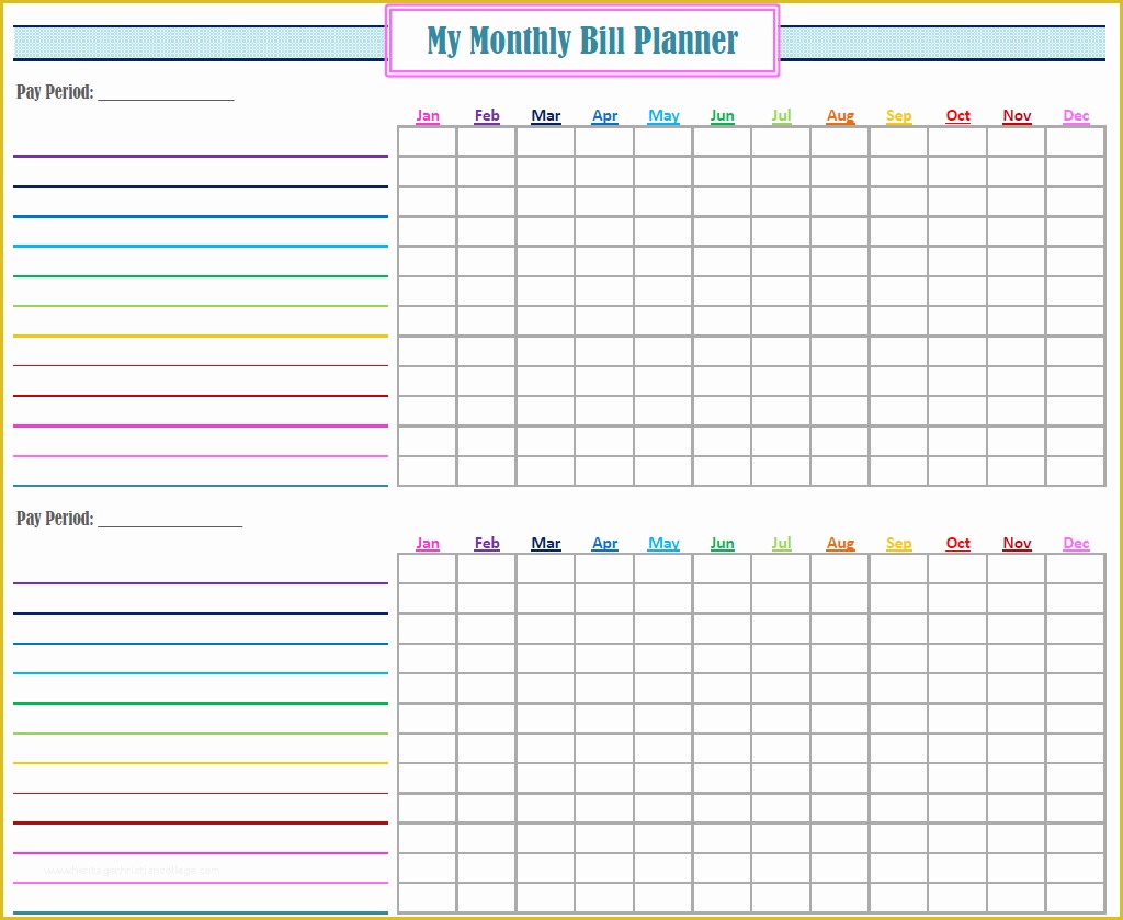 Free Bill Planner Template Of New Monthly Bill Planner