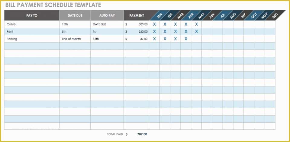 Free Bill Schedule Template Of 12 Free Payment Templates