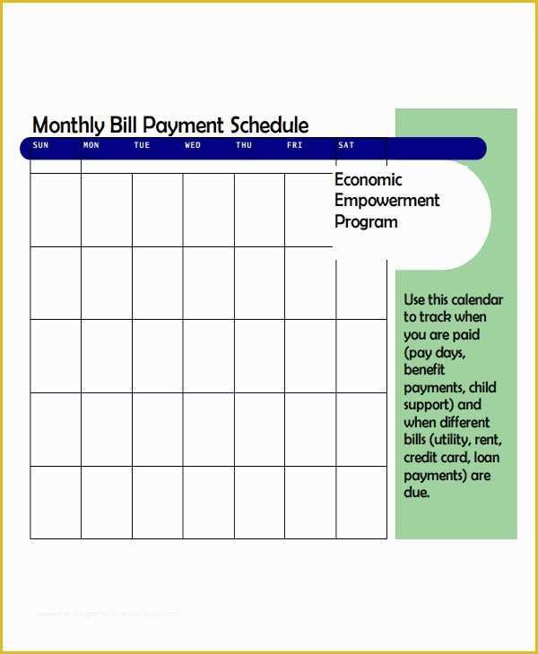 Free Bill Schedule Template Of 4 Bill Payment Schedule Templates Free Samples