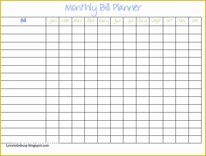 Free Bill Schedule Template Of 7 Best Of Bill Chart Template Printable Monthly