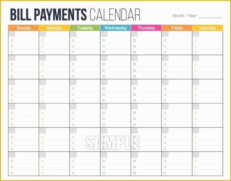 Free Bill Schedule Template Of Bill Pay Calendar Printable Free Calendar Template