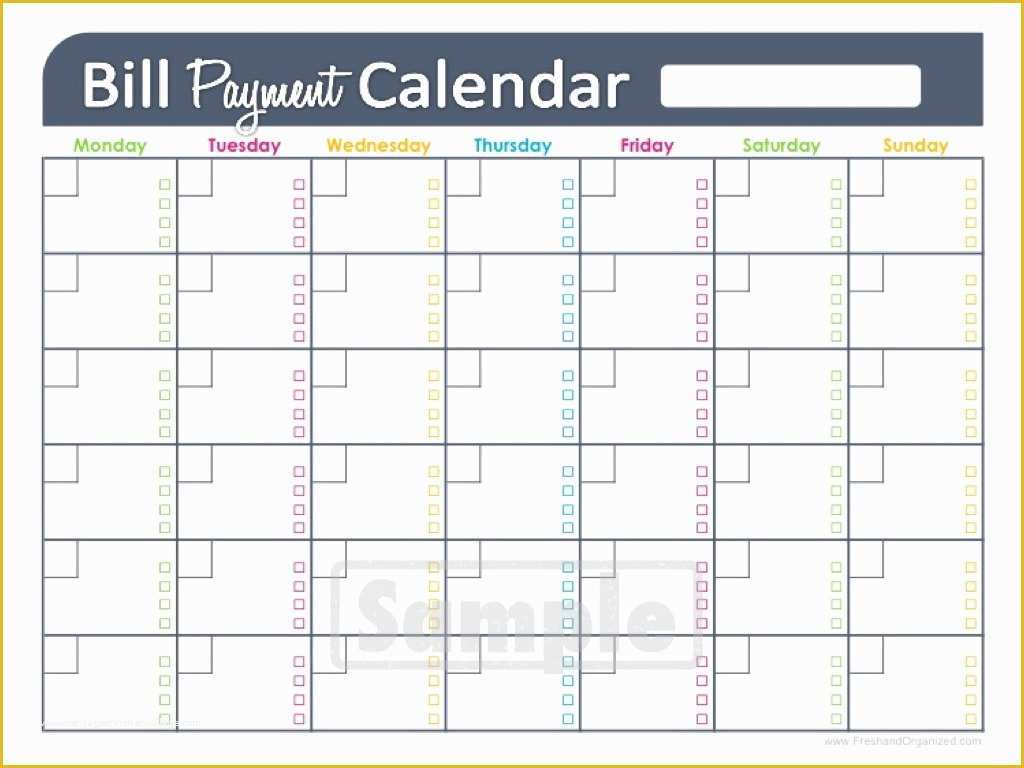 Free Bill Schedule Template Of Bill Paying Calendar Template