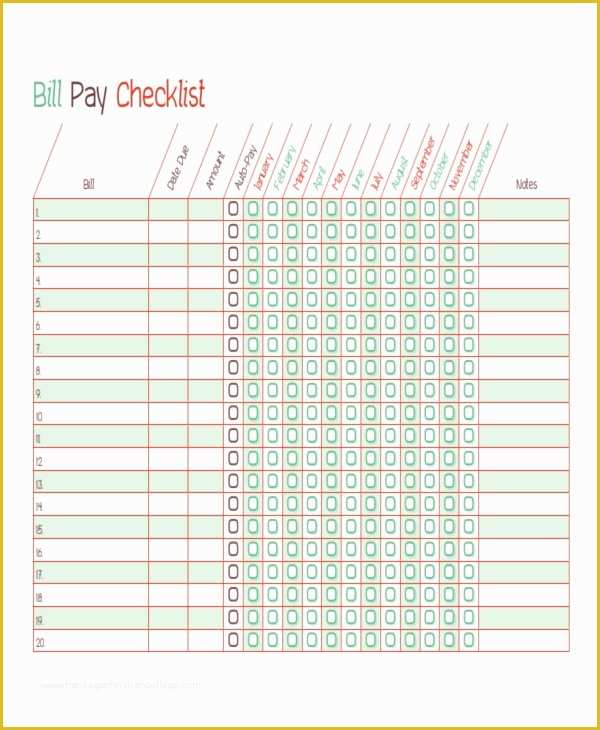 Free Bill Schedule Template Of Bill Paying Template Invitation Template