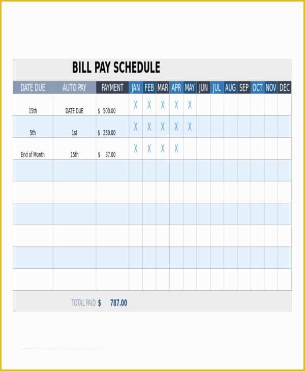 Free Bill Schedule Template Of Bill Payment Schedule Template 12 Free Word Pdf format