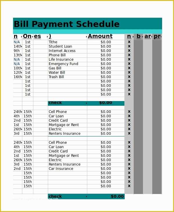 Free Bill Schedule Template Of Excel Bill Payment Schedule Template Sample Chore