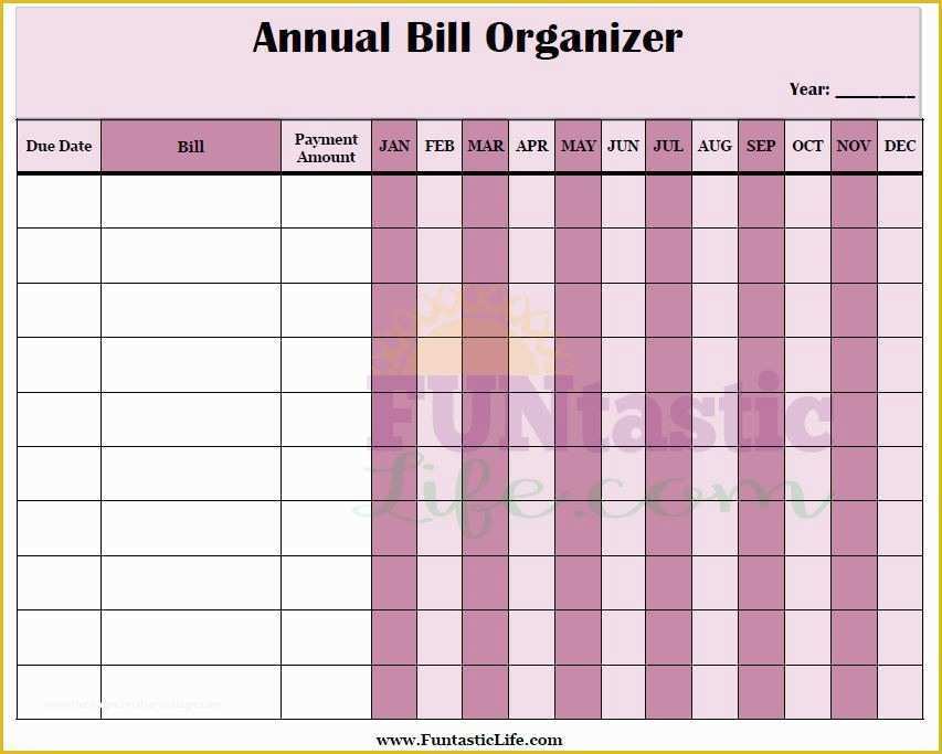 Free Bill Schedule Template Of Free Printable Annual Bill organizer Funtastic Life