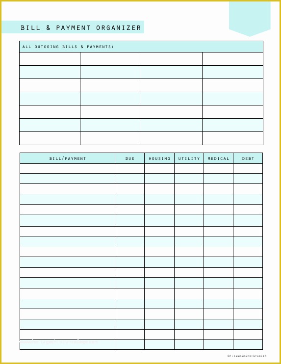 Free Bill Schedule Template Of Free Printable Bill and Payment organizer Clean Mama