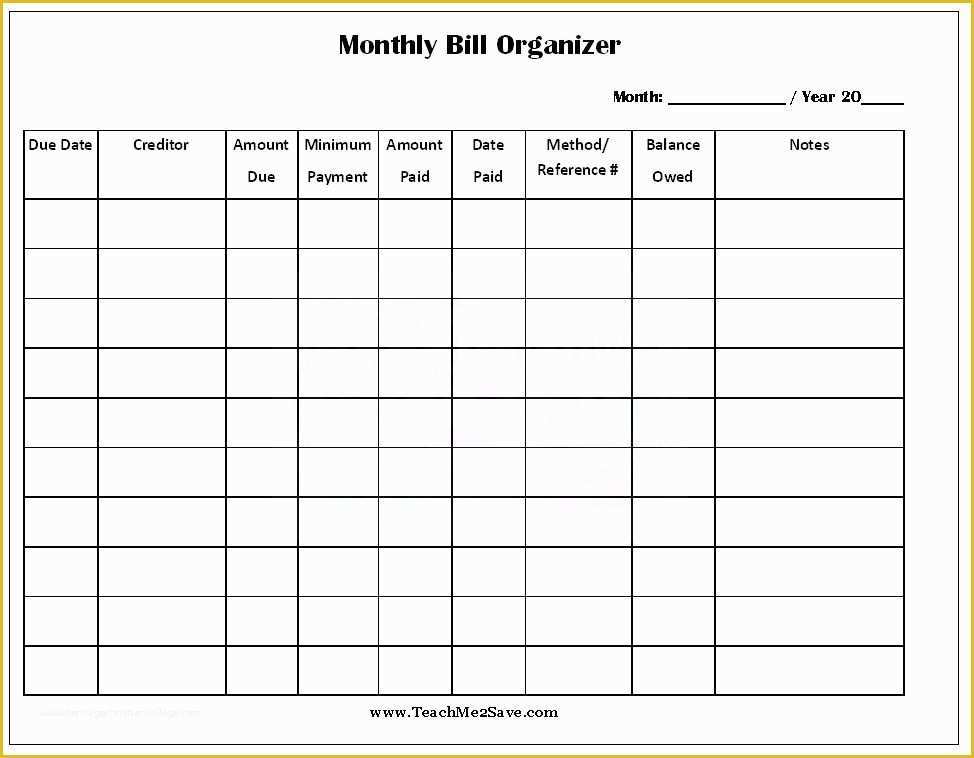 Free Bill Schedule Template Of Free Printable Monthly Bill organizer