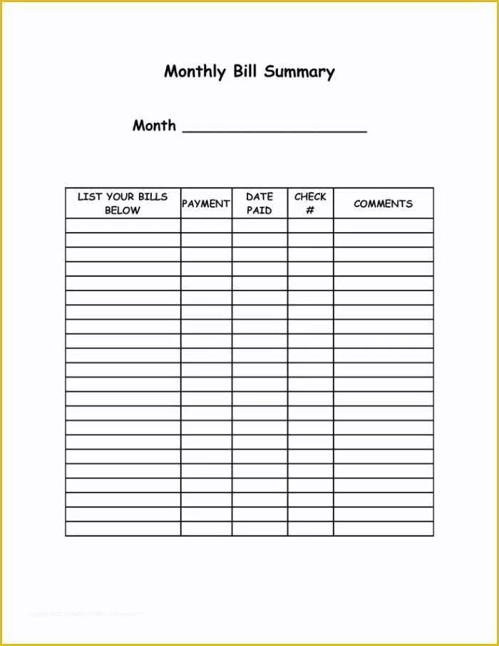 55 Free Bill Schedule Template