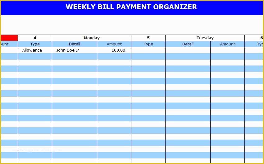 Free Bill Schedule Template Of Monthly Payment Template Examples Vatansun
