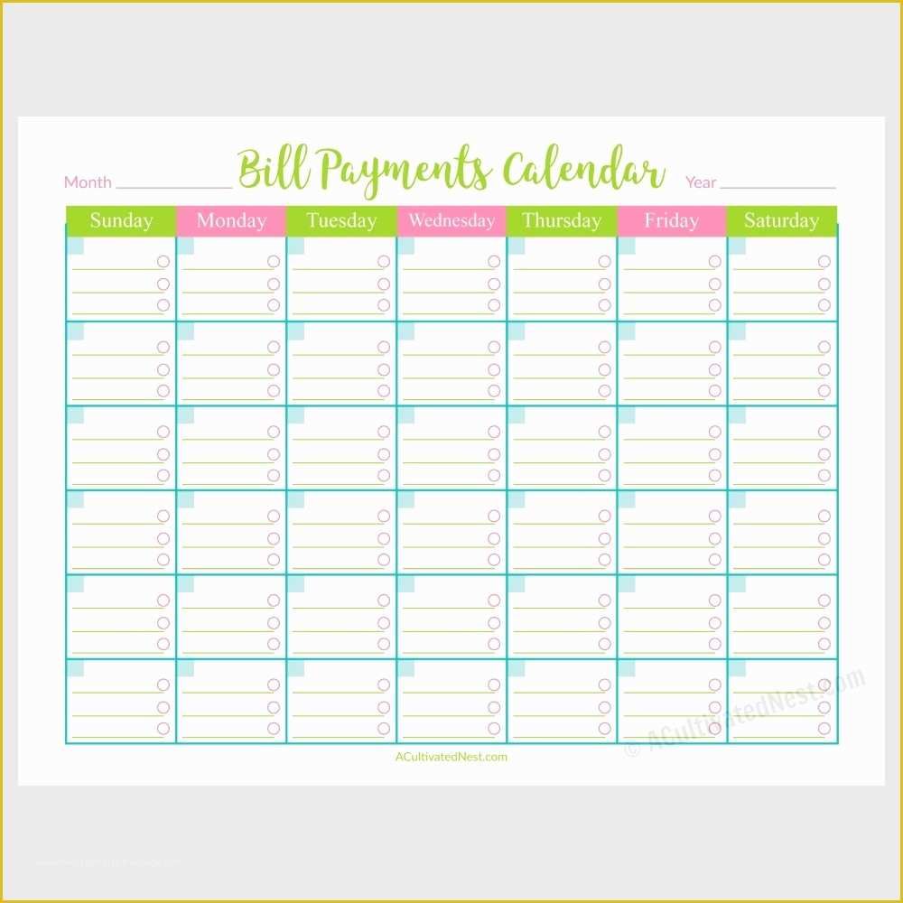Free Bill Schedule Template Of Printable Bill Calendar 2018 Free Calendar Template