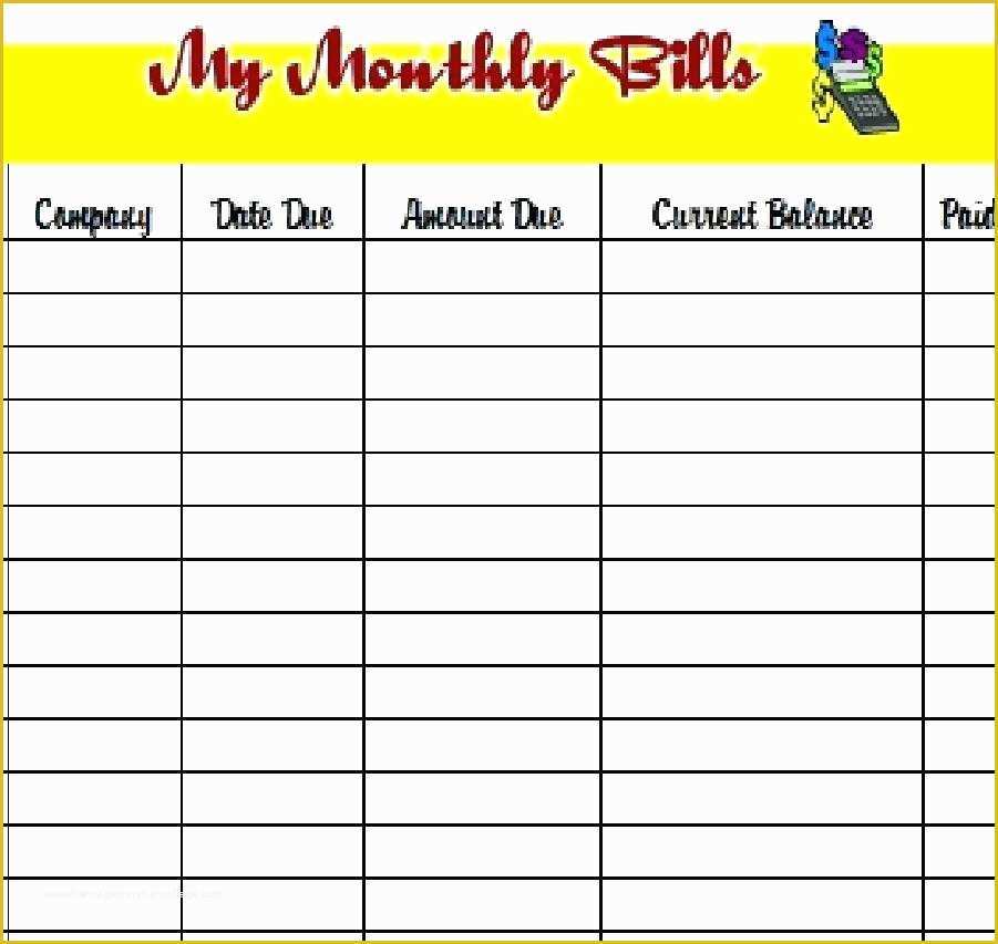 Free Bill Schedule Template Of Printable Payment Log Daycare Monthly Bud Template and