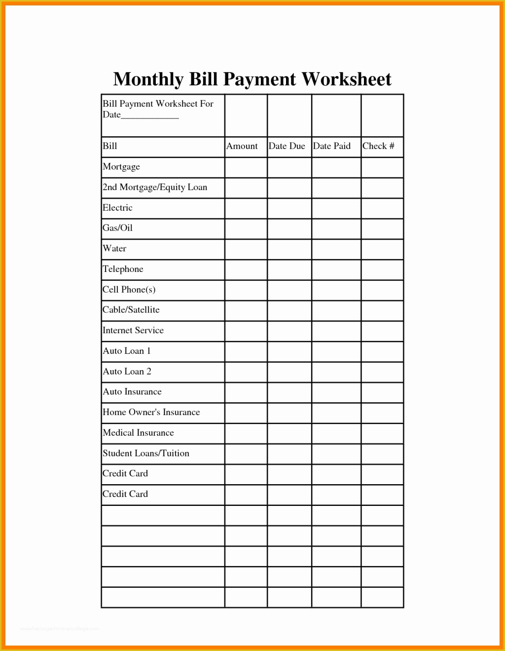 Free Bill Schedule Template Of Remarkable Monthly Bill organizer and Payment Schedule