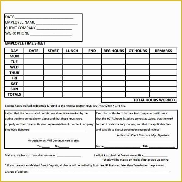 Free Billable Hours Timesheet Template Of 21 Free Time Sheet Template Word Excel formats