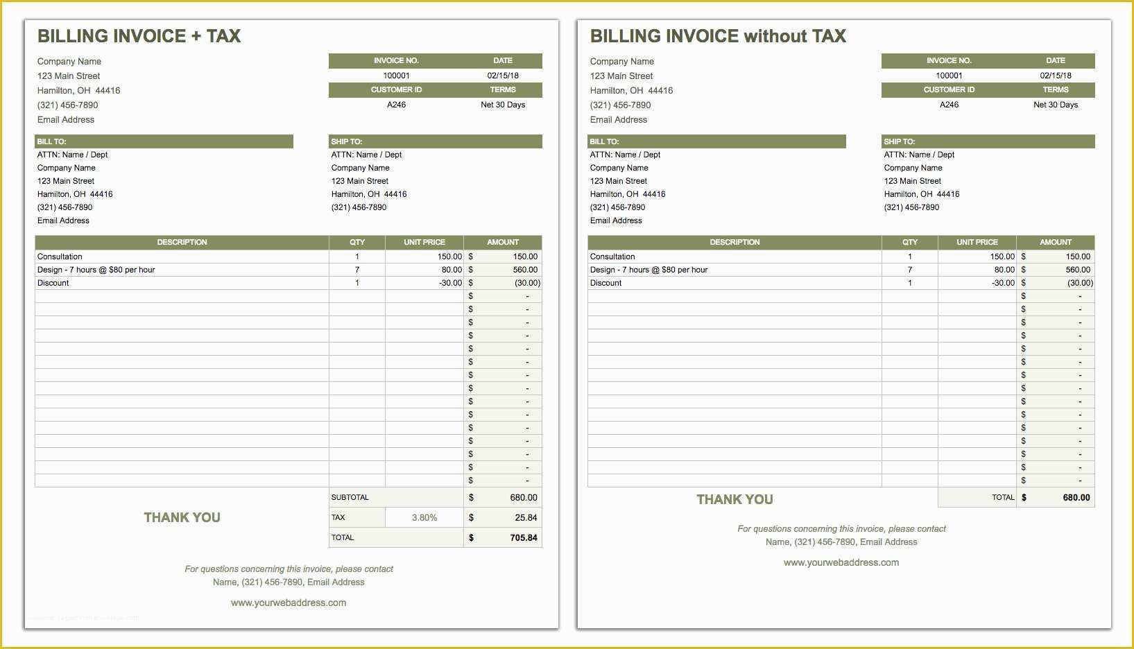 Free Billing Template Of 55 Free Invoice Templates