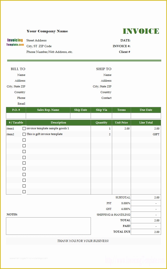 Free Billing Template Of Free Invoice Templates for Excel