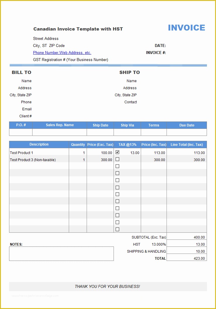 Free Billing Template Of Free Invoice Templates for Excel