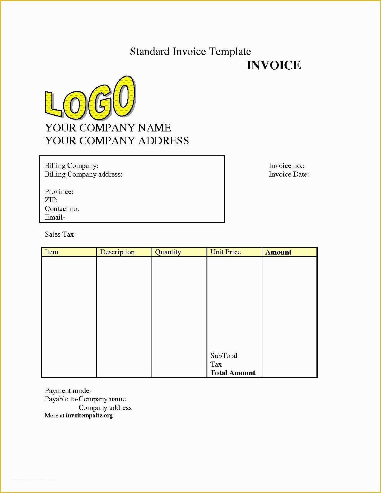 Free Billing Template Of Free Invoice Templet Invoice Template Ideas
