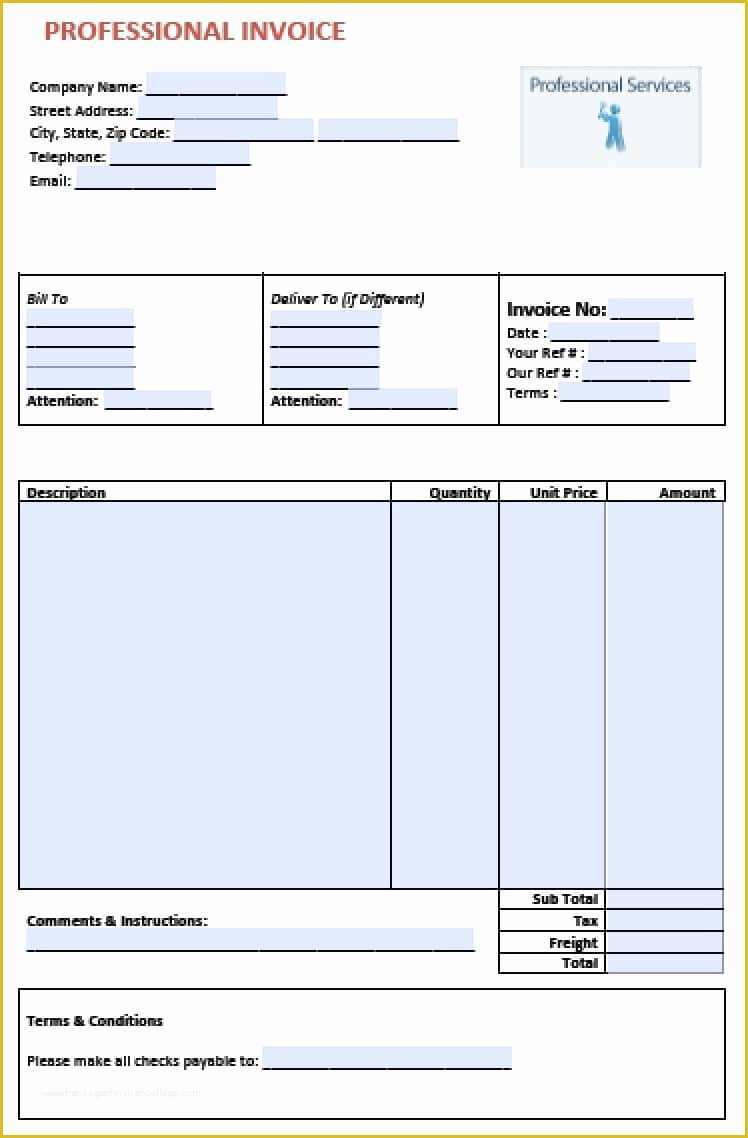 Free Billing Template Of Free Professional Services Invoice Template Excel