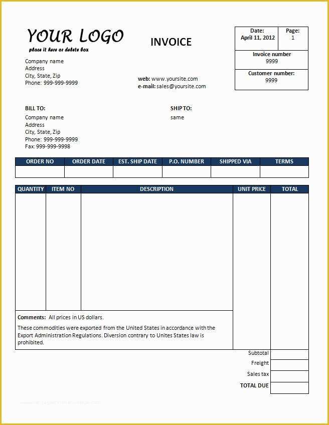 Free Billing Template Of Sales Invoice Template