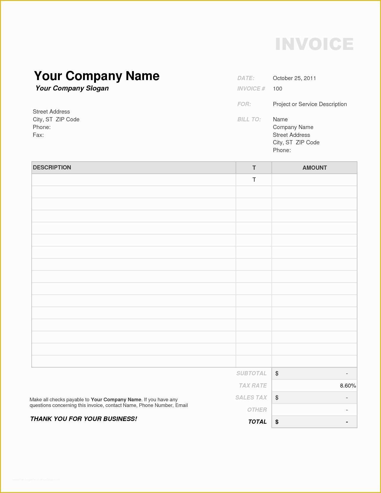 Free Billing Template Of Tax Invoice Template Australia Invoice Template Ideas