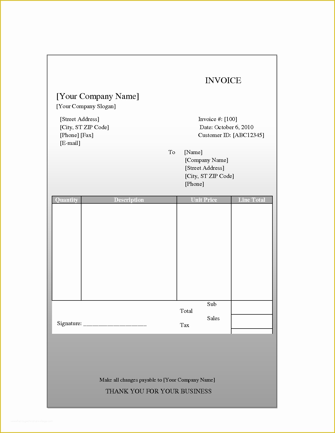 Free Billing Template Of Word Invoice Template Mac