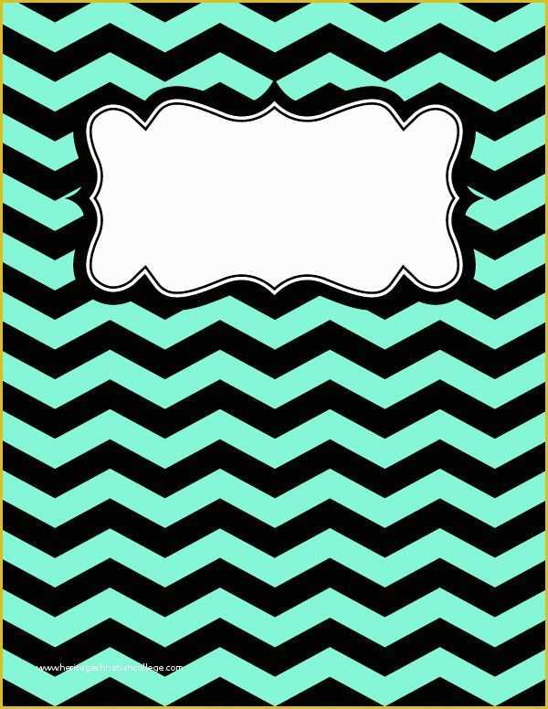 Free Binder Cover and Spine Templates Of Free Printable Mint Green and Black Chevron Binder Cover