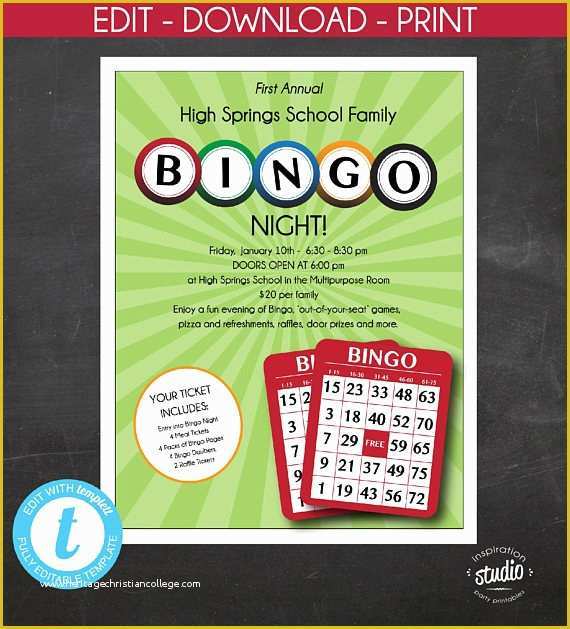 Free Bingo Night Flyer Template Of Editable Bingo Night Flyer Family Mother son Night School