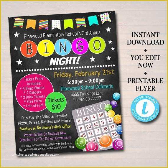 Free Bingo Night Flyer Template Of Editable Bingo Night Flyer Printable Pta Pto Flyer School