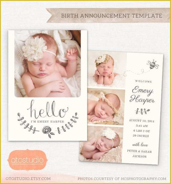 Free Birth Announcement Template Of Birth Announcement Template Pencil Bee Cb031 5x7 Card