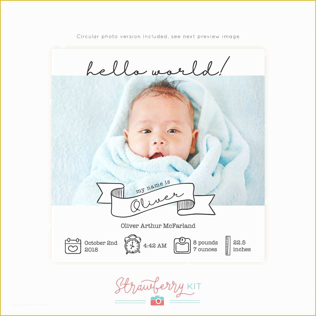 Free Birth Announcement Template Of Birth Announcement Template "hello World" Square for Print