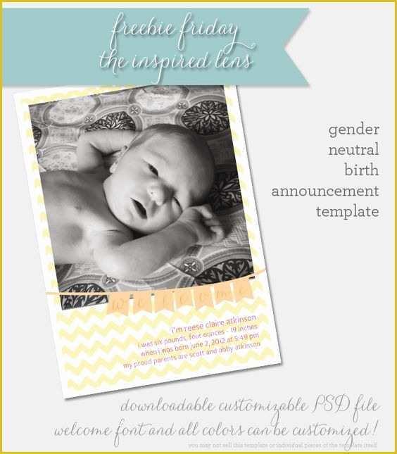 Free Birth Announcement Template Of Free Able Gender Neutral Birth Announcement