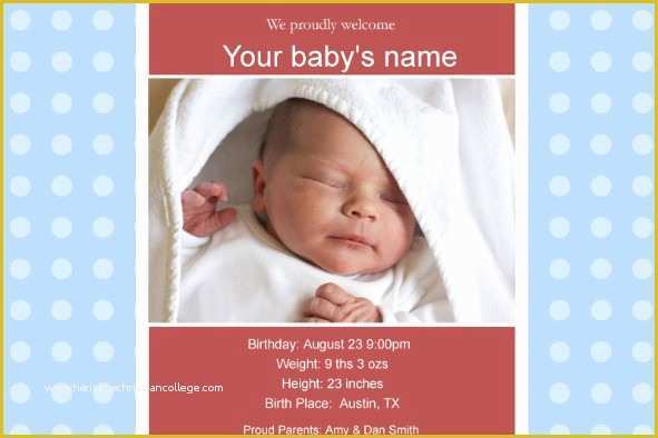 Free Birth Announcement Template Of Free Photo Templates Baby Birth Announcement 2