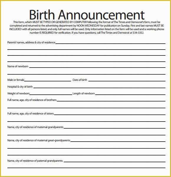 Free Birth Announcement Template Of Sample Birth Announcement Template 7 Free Documents In