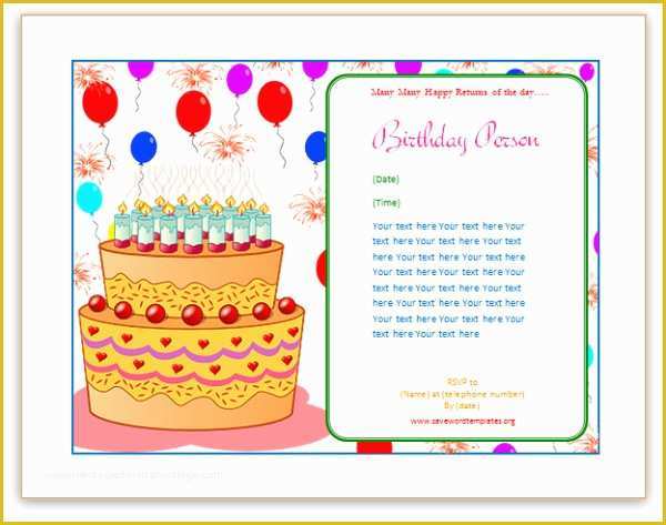 Free Birthday Card Templates for Word Of Birthday Card Template