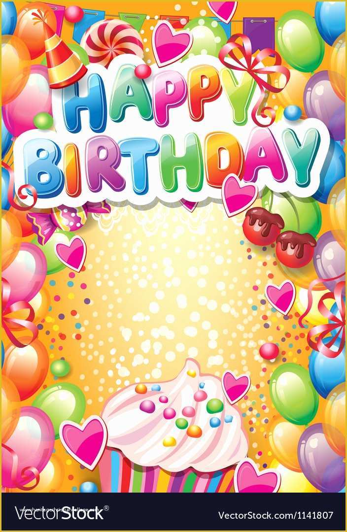 Free Birthday Card Templates for Word Of Template for Happy Birthday Card with Place for Vector Image