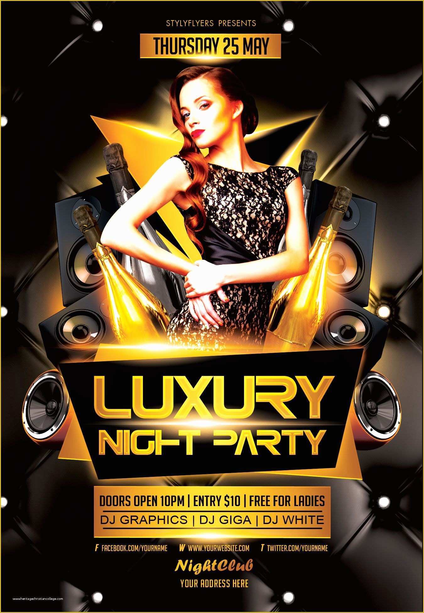 Free Birthday Flyer Templates Of Free Luxury Night Party Flyer Psd Template by Styleflyer