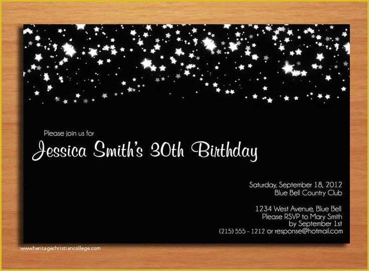 Free Birthday Invitation Templates for Adults Of Elegant Starry Night 30th Birthday Customized Printable