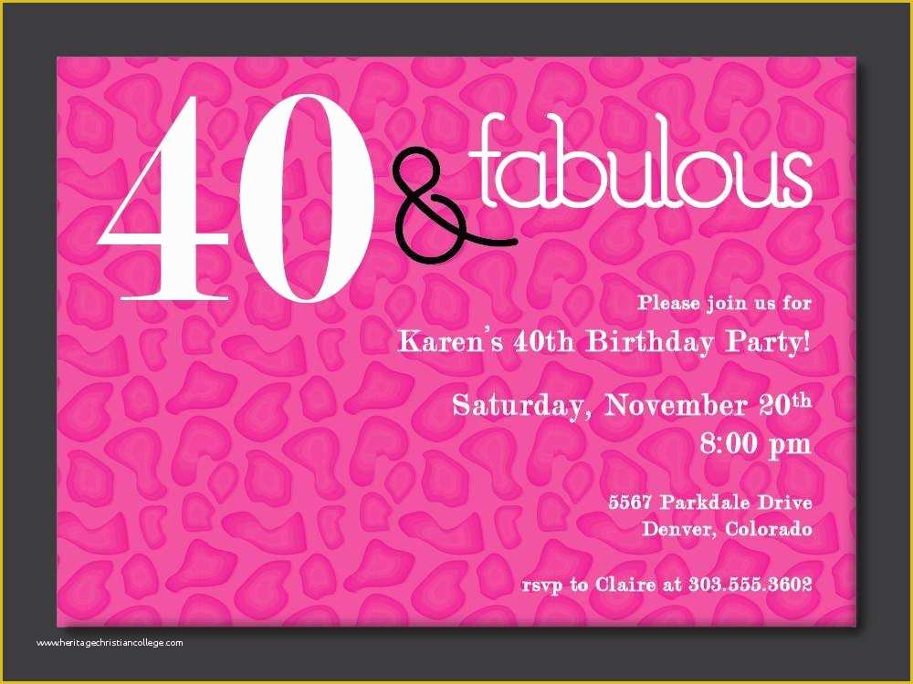Free Birthday Invitations Templates to Print Of 40th Birthday Free Printable Invitation Template
