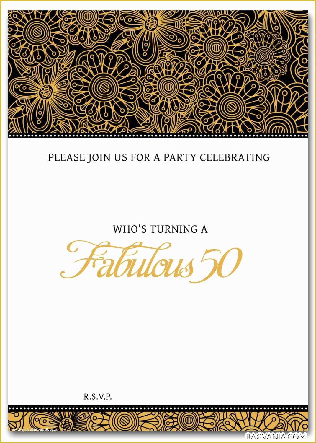 Free Birthday Invitations Templates to Print Of Free 50th Birthday Party Invitations Wording – Free