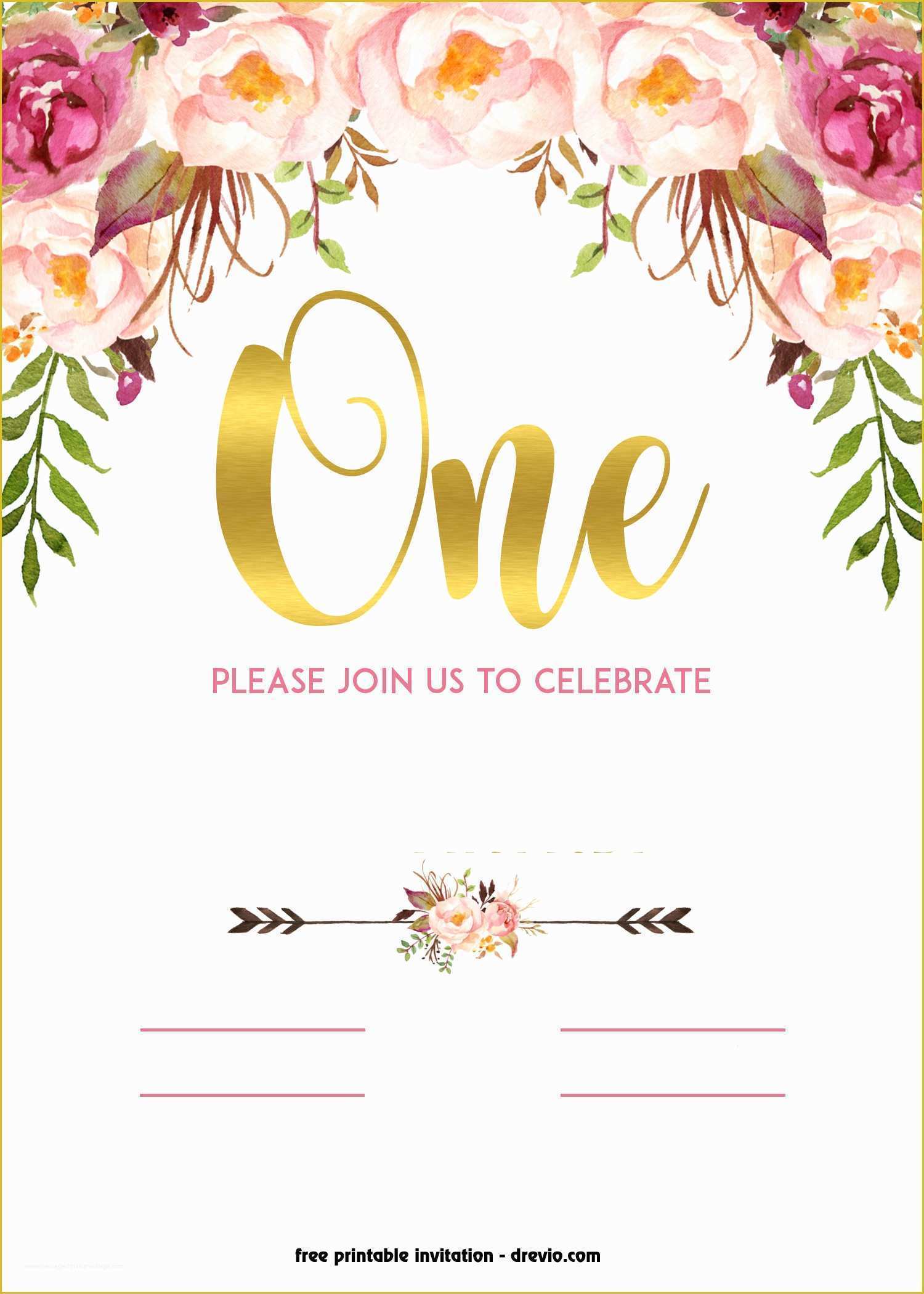 Free Birthday Invitations Templates to Print Of Free Printable 1st Birthday Invitation – Vintage Style