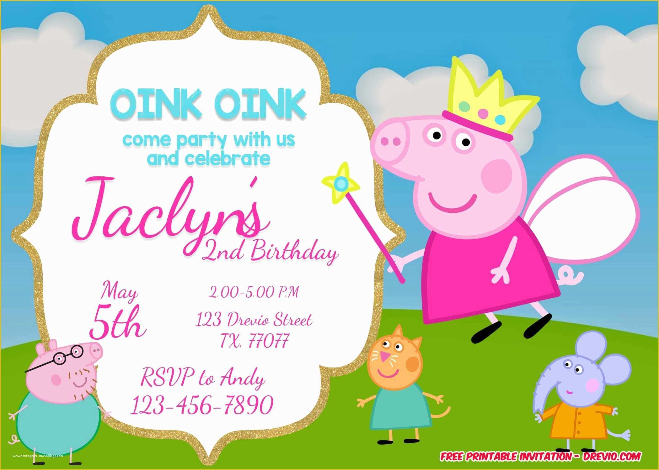 Free Birthday Invitations Templates to Print Of Free Printable Peppa Pig Invitation