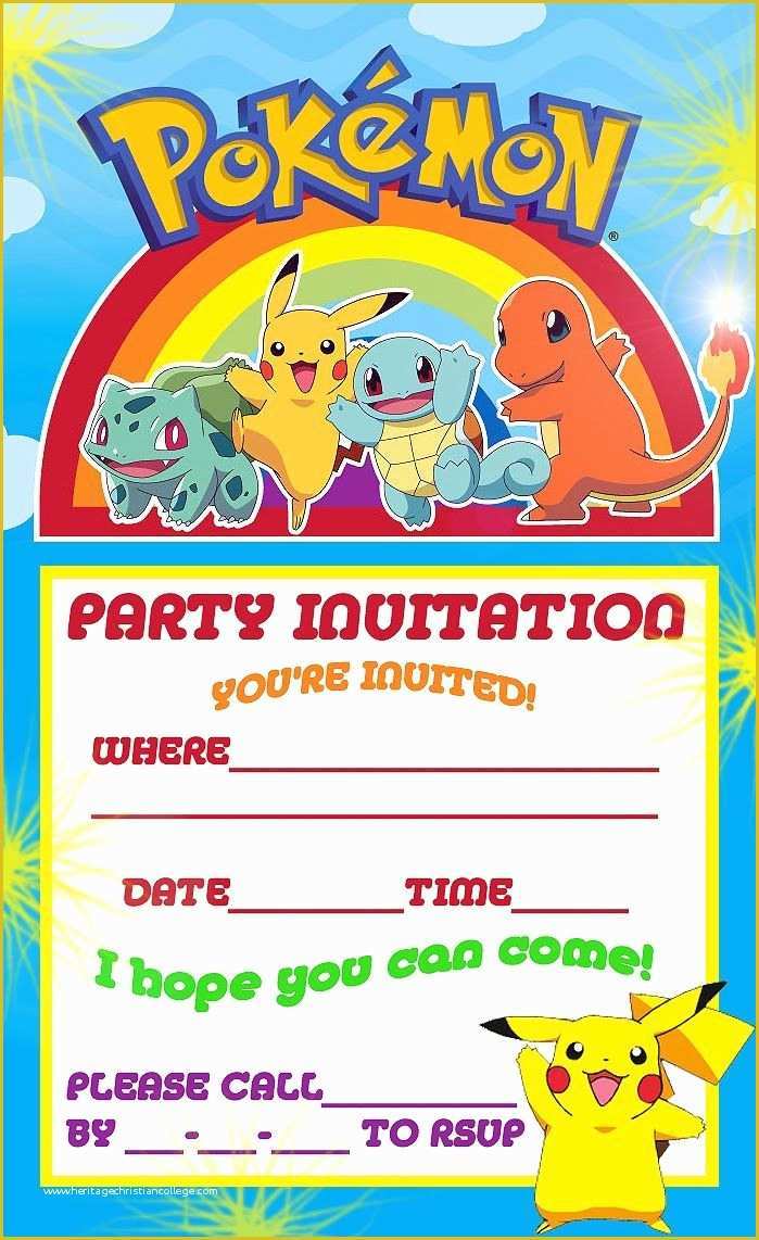 Free Birthday Invitations Templates to Print Of Free Printable Pokemon Birthday Party Invitations