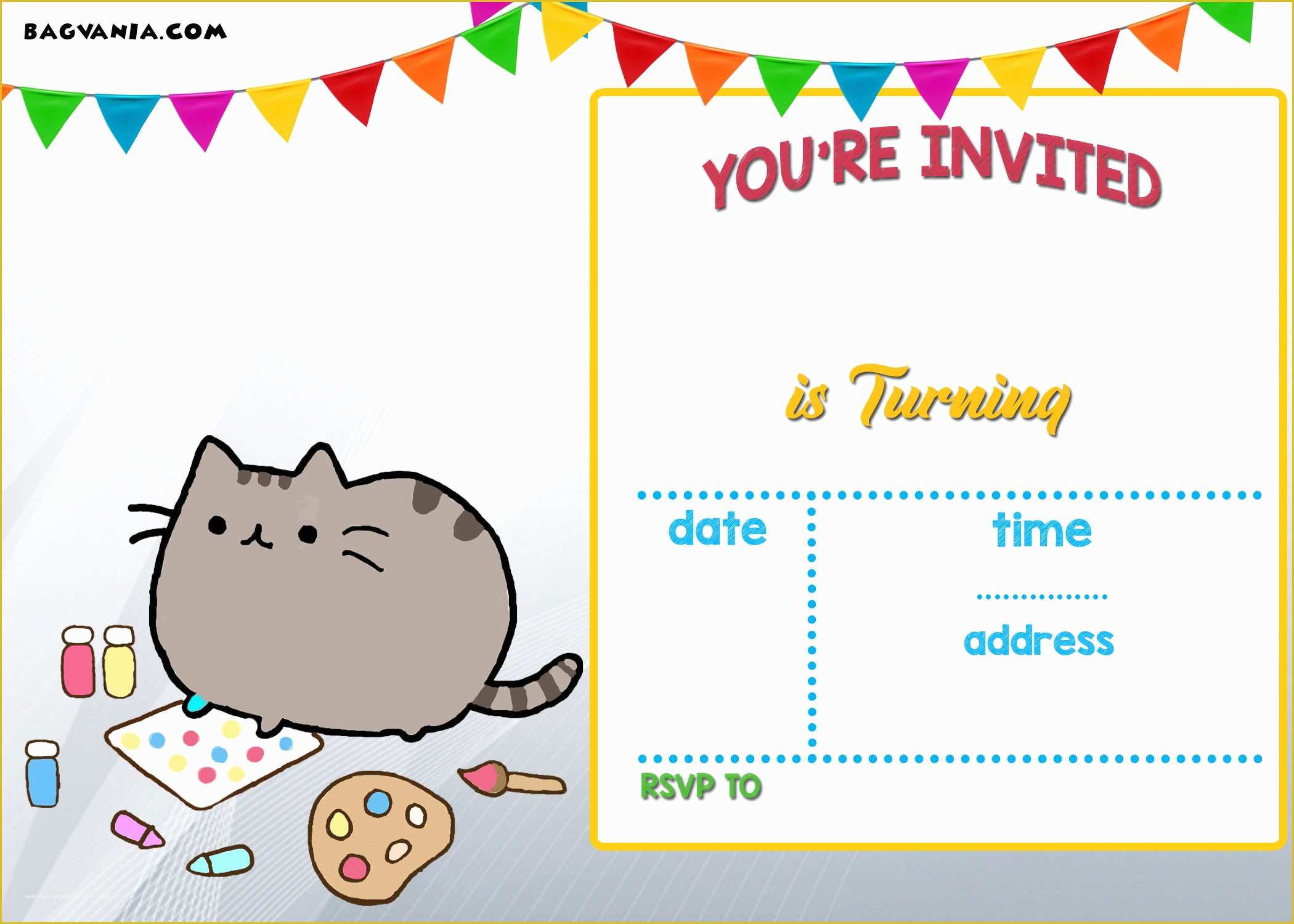 Free Birthday Invitations Templates to Print Of Free Printable Pusheen Birthday Invitation Template