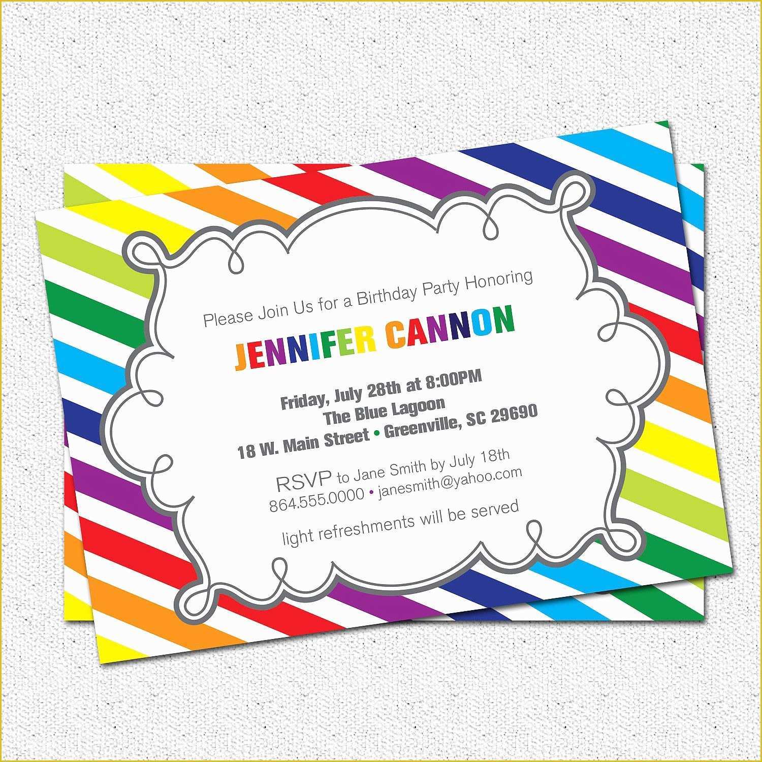 Free Birthday Invitations Templates to Print Of Rainbow Invitation Template Google Search