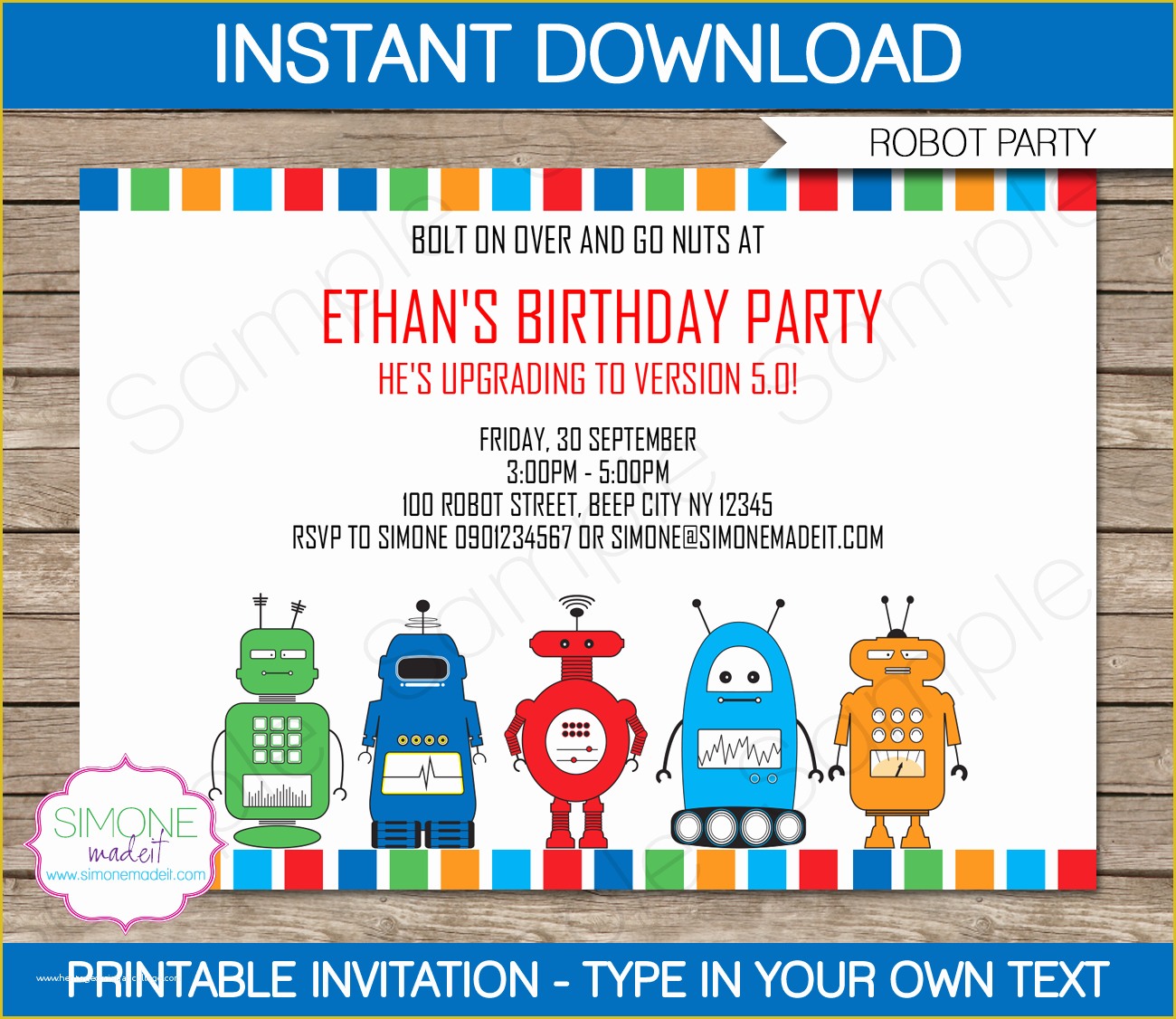 Free Birthday Invitations Templates to Print Of Robot Party Invitations Template