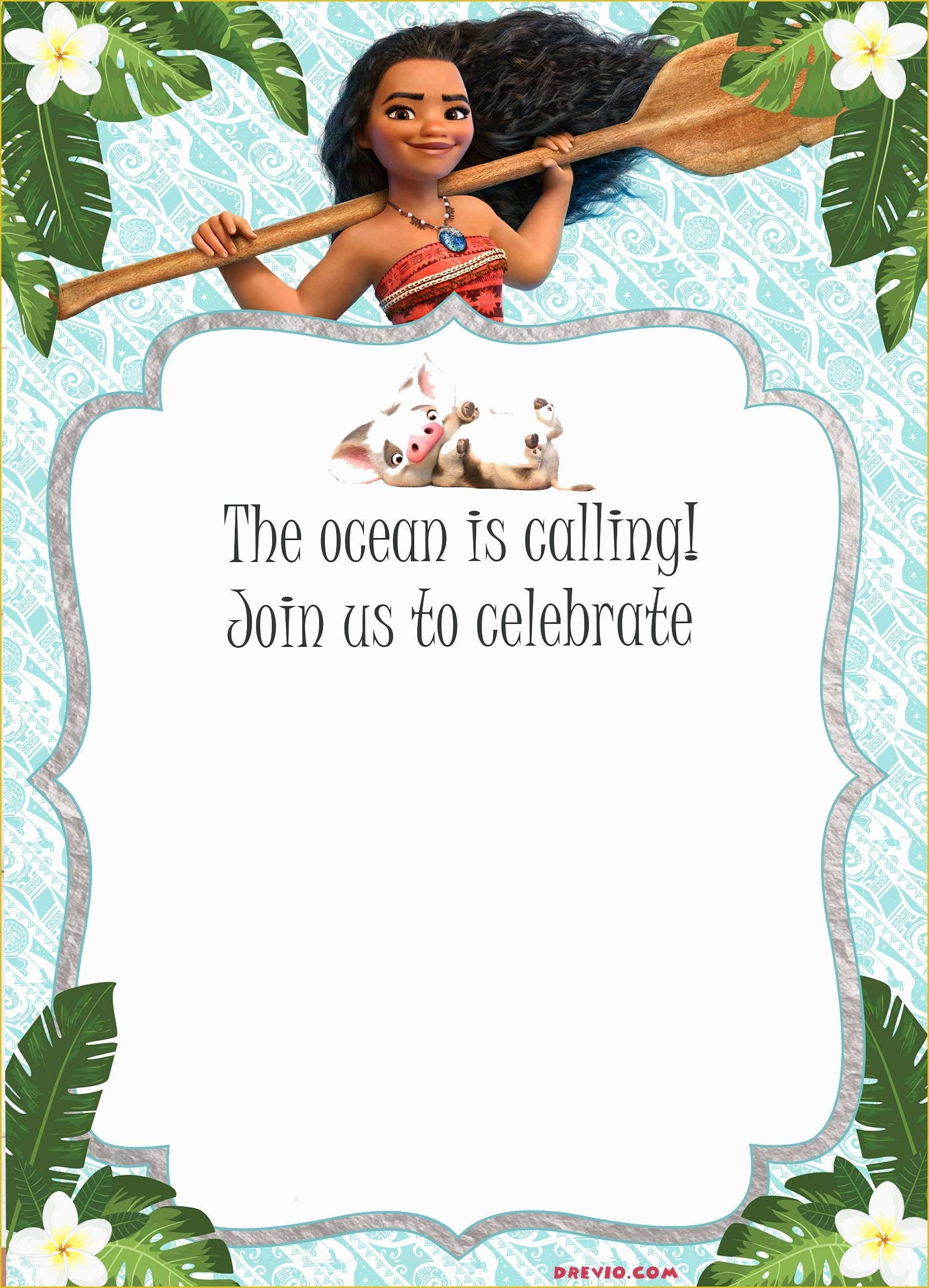 Free Birthday Party Invitation Templates Of Free Moana Birthday Invitation Template