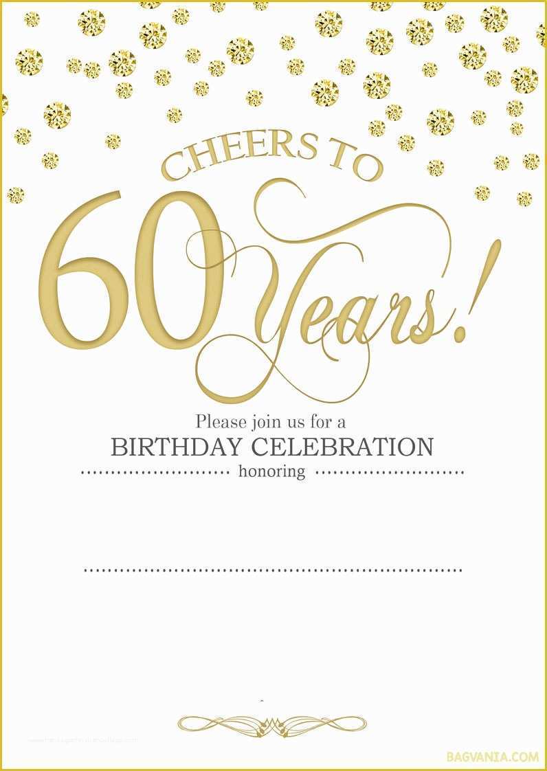 Free Birthday Party Invitation Templates Of Free Printable 60th Birthday Invitation Templates