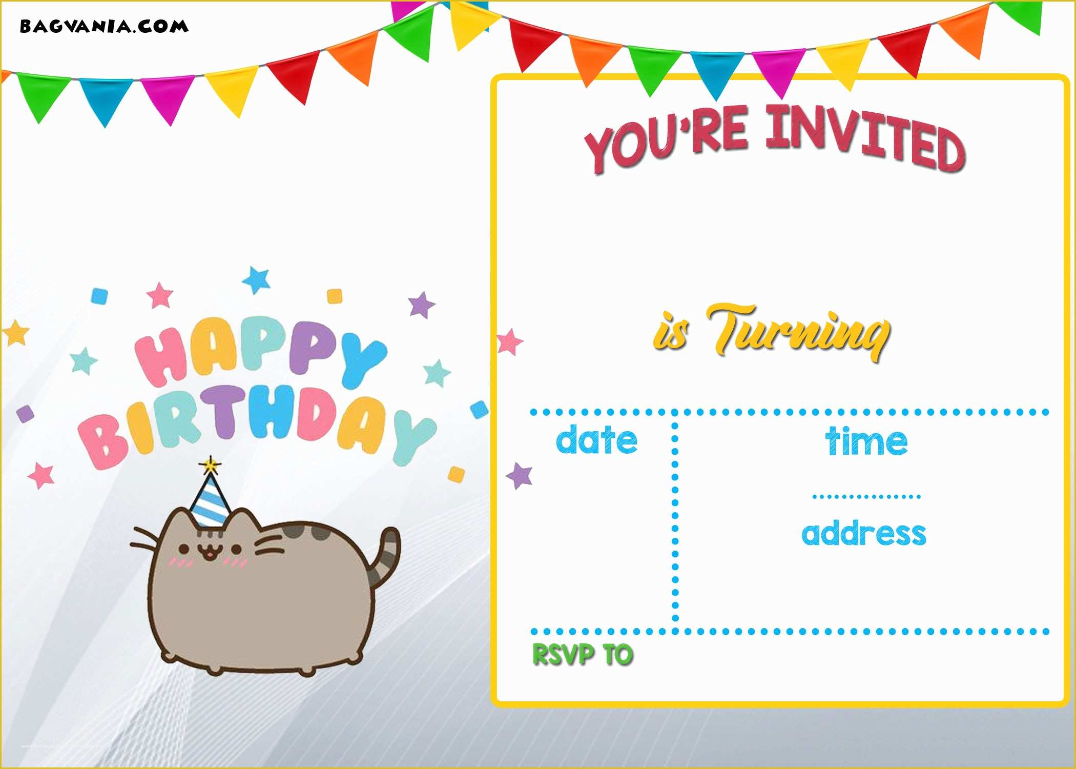 Free Birthday Party Invitation Templates Of Free Printable Pusheen 